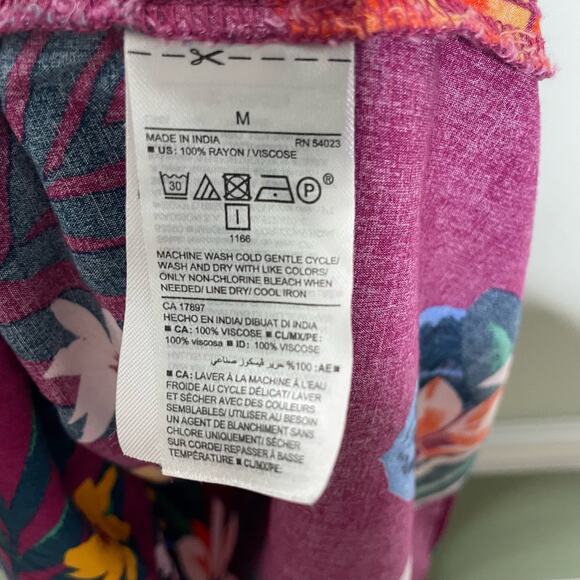 Old Navy Shift Dress Tropical Floral Sundress Sleeveless Tie V Neck Purple M - Picture 7 of 10